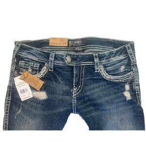 NWT! Distressed TUESDAY DROITE Silver Jeans! BABY BOOT! Tag 30/35 measured 32/35